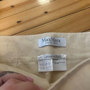 MaxMara Puro Lino Woman’s Linen Midi Skirt in Natural